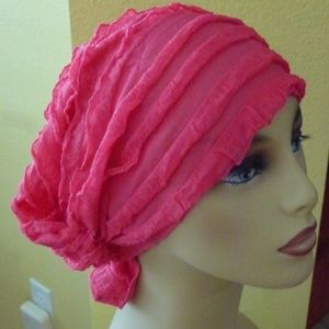 Hot Pink Ruffled Chemo Turban